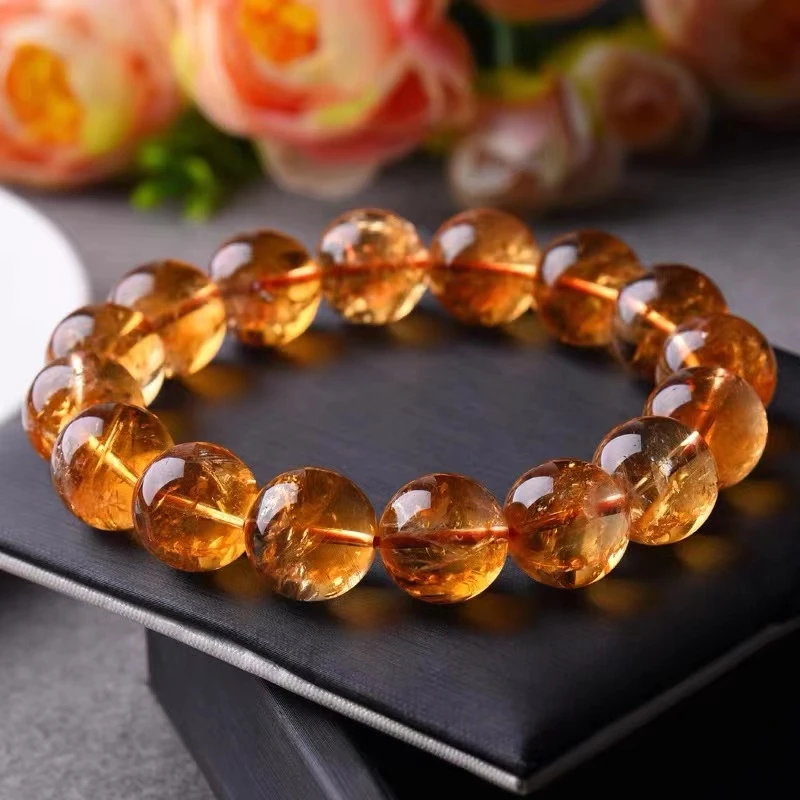 天然黄水晶手链暴力黄正品黄金阿赛斯特莱时尚气质男女款水晶手串