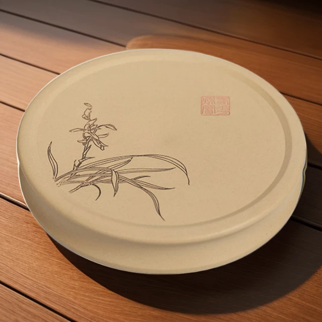 滇匠云南建水紫陶茶壶茶道零配壶垫家用简约陶瓷圆形干泡盘茶托盘