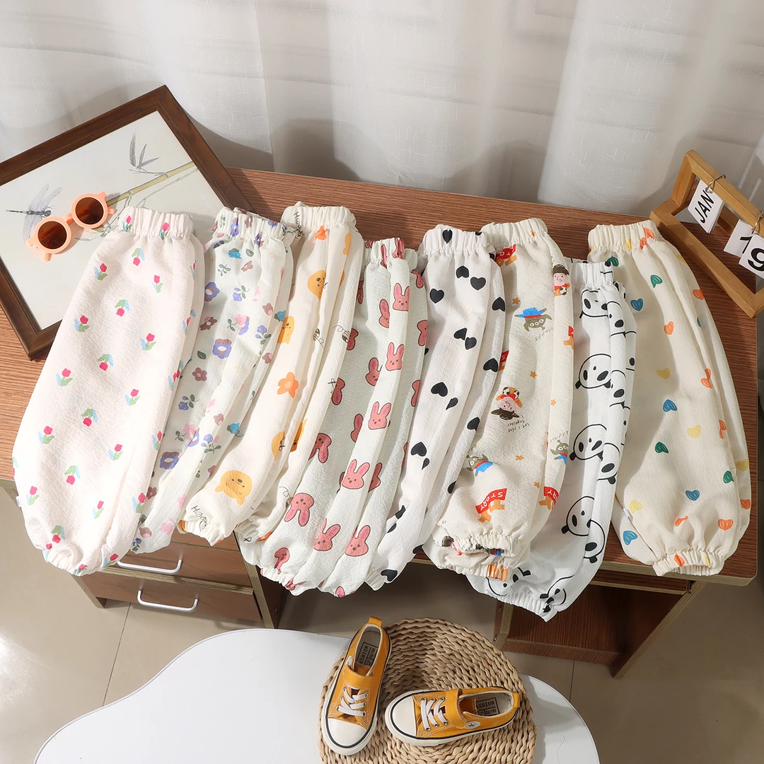 夏季新款云朵棉防蚊裤儿童外穿宽松薄款小童宝宝空调裤碎花儿童节