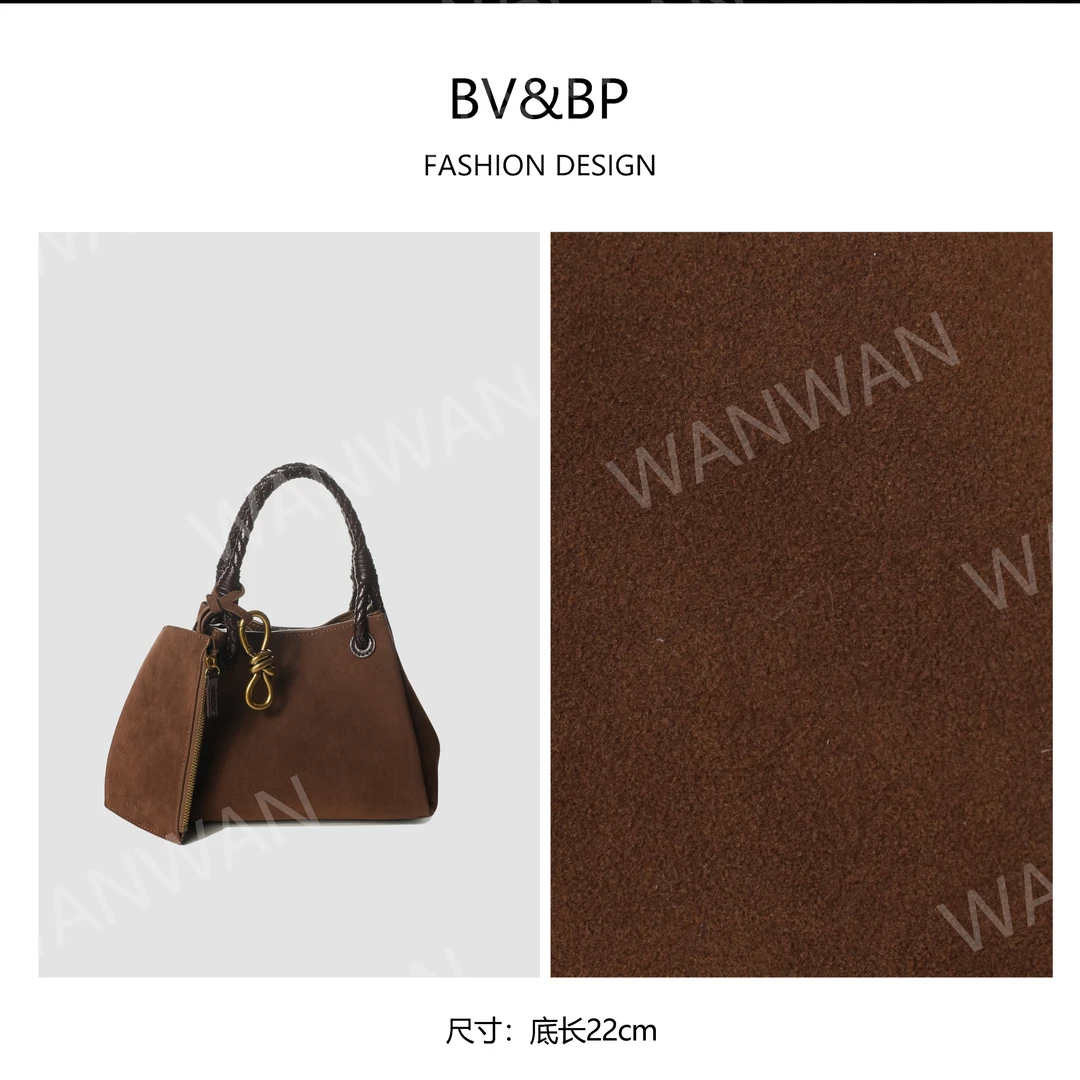 BV&BP时尚新款磨砂复古设计艺术轻奢菜篮子手提女包BV8755-鹿皮咖