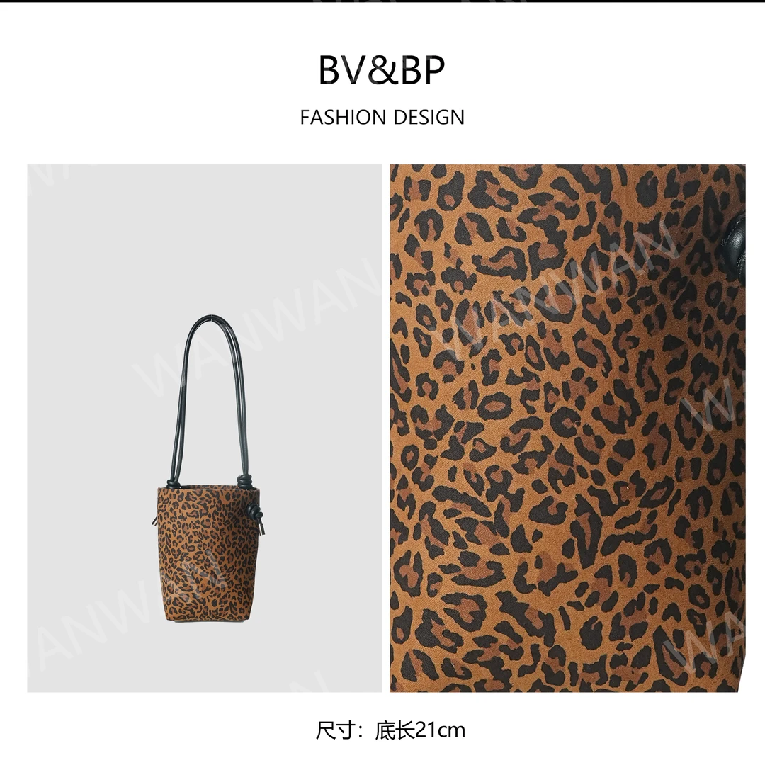 BV&BP早秋设计豹纹洋气牛皮水桶单肩女包BV3617-豹纹