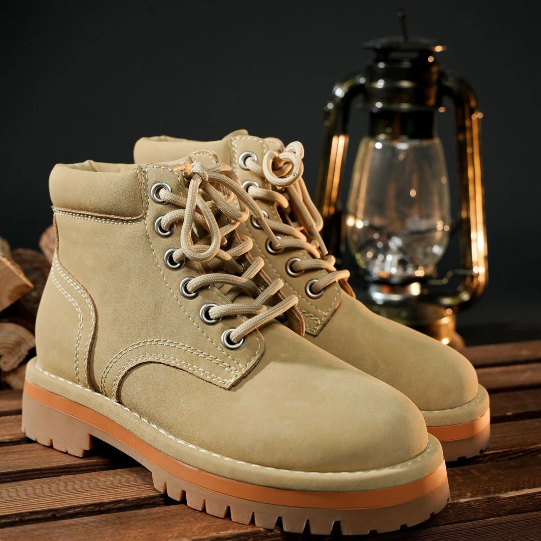 2024新款马丁靴厚底增高工装短靴潮款复古沙漠靴G27-01