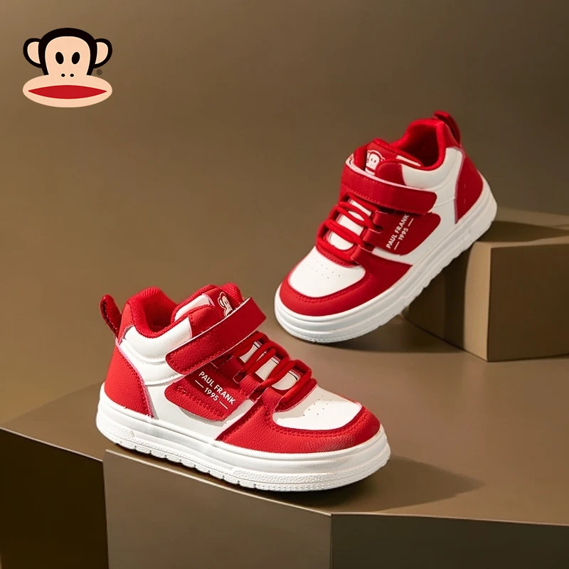 大嘴猴童鞋小学生皮面板鞋2025春秋男女童6-12岁中大童软底运动鞋