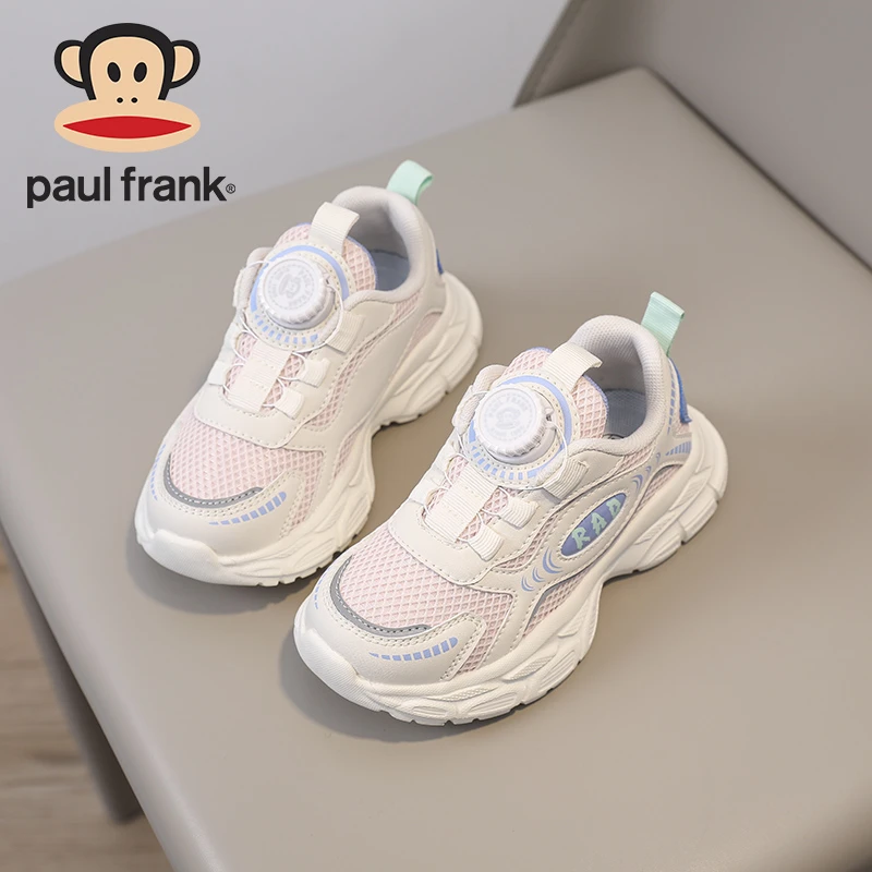 大嘴猴女童6-12岁儿童纽扣运动鞋子2025春秋季透气网面潮款老爹鞋