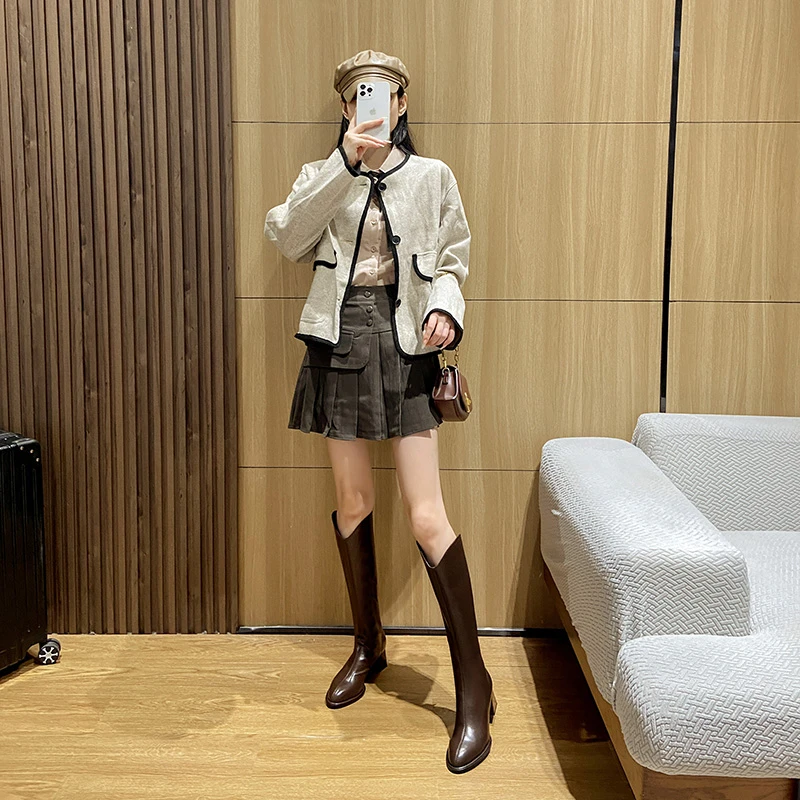 73471-1尖头百搭高跟欧货长筒靴女秋冬2023高筒爆款长靴