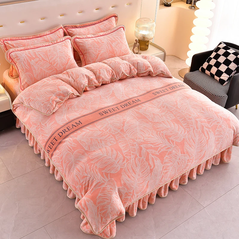 冬季加厚新款牛奶绒四件套加密加绒不掉色不起球双面绒