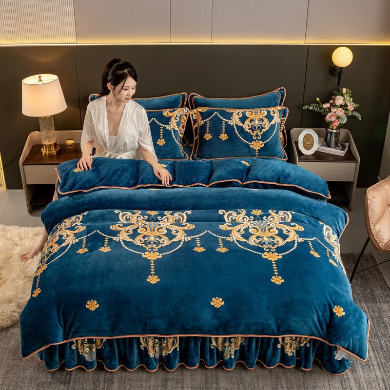 冬季升级新款高克重牛奶绒四件套保暖四件套双面绒