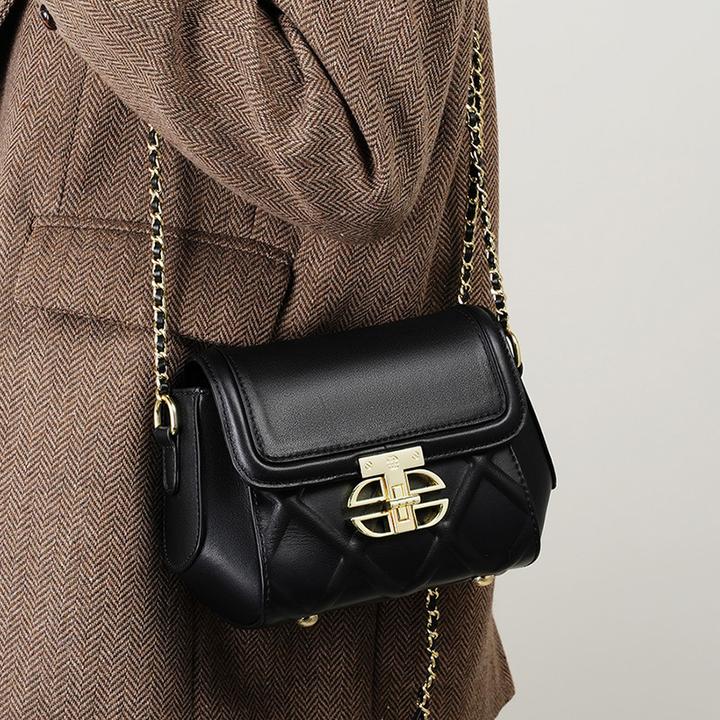 真皮轻奢斜挎包新款百搭经典包包女士时尚单肩包立体菱格女链条包