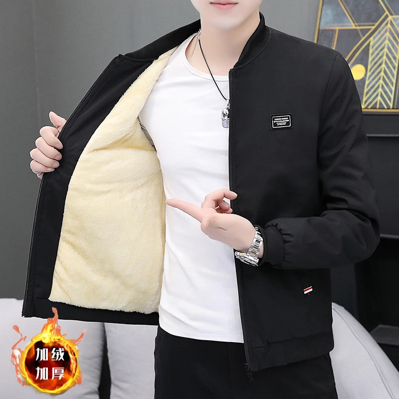 【小扬哥臻选】加绒加厚男士外套秋冬韩版潮流修身夹克休闲百搭