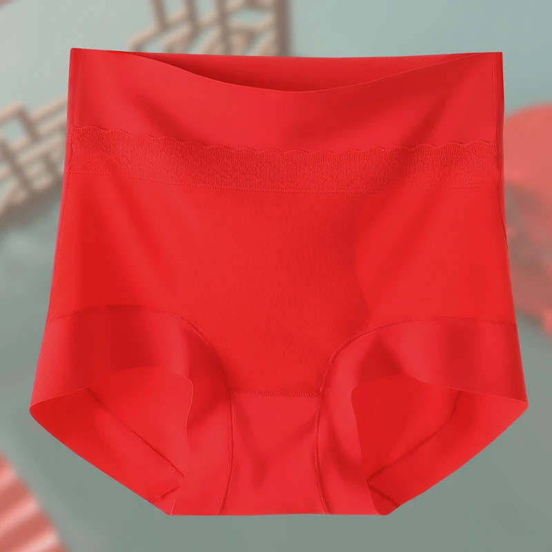 【新年必备本命年红系列】小蛮腰蕾丝无痕拼接三角内裤 023