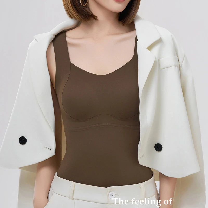 【文胸+无痕背心二合一】带胸垫一体式无痕亲肤柔软磨毛背心167