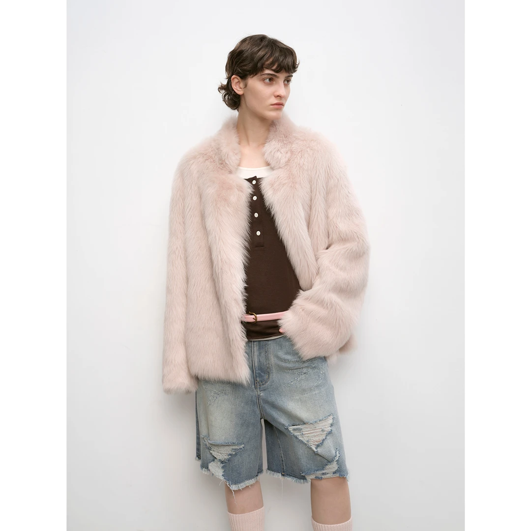 付智恩 心动记号 托斯卡纳直毛皮毛一体女短款皮草外套2024新款冬