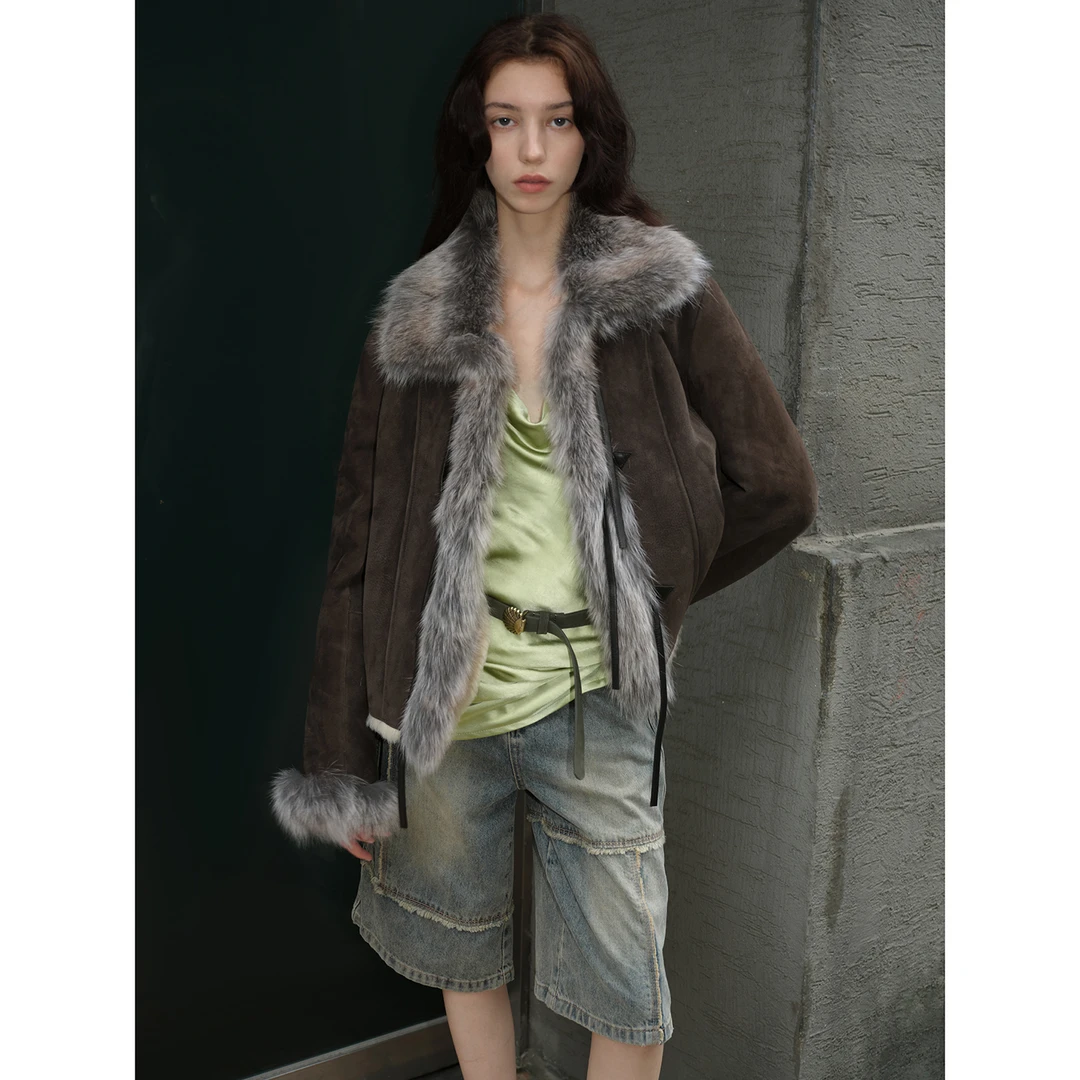 付智恩 佛罗伦萨 休闲宽松皮草外套