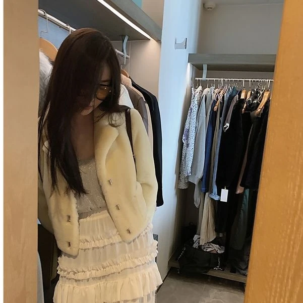 付智恩 香草迷迭 2021年新款翻领美利奴皮毛一体皮草外套女
