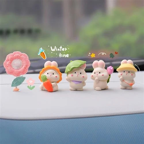 车载摆件可爱小兔子中控台装饰品车上创意中控台汽车内饰品网红女