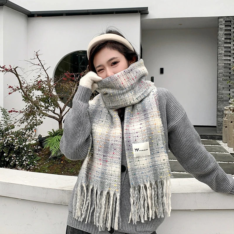 【YiYun】围巾爆款糖豆2024新款女冬季保暖围巾披肩两用保暖围脖