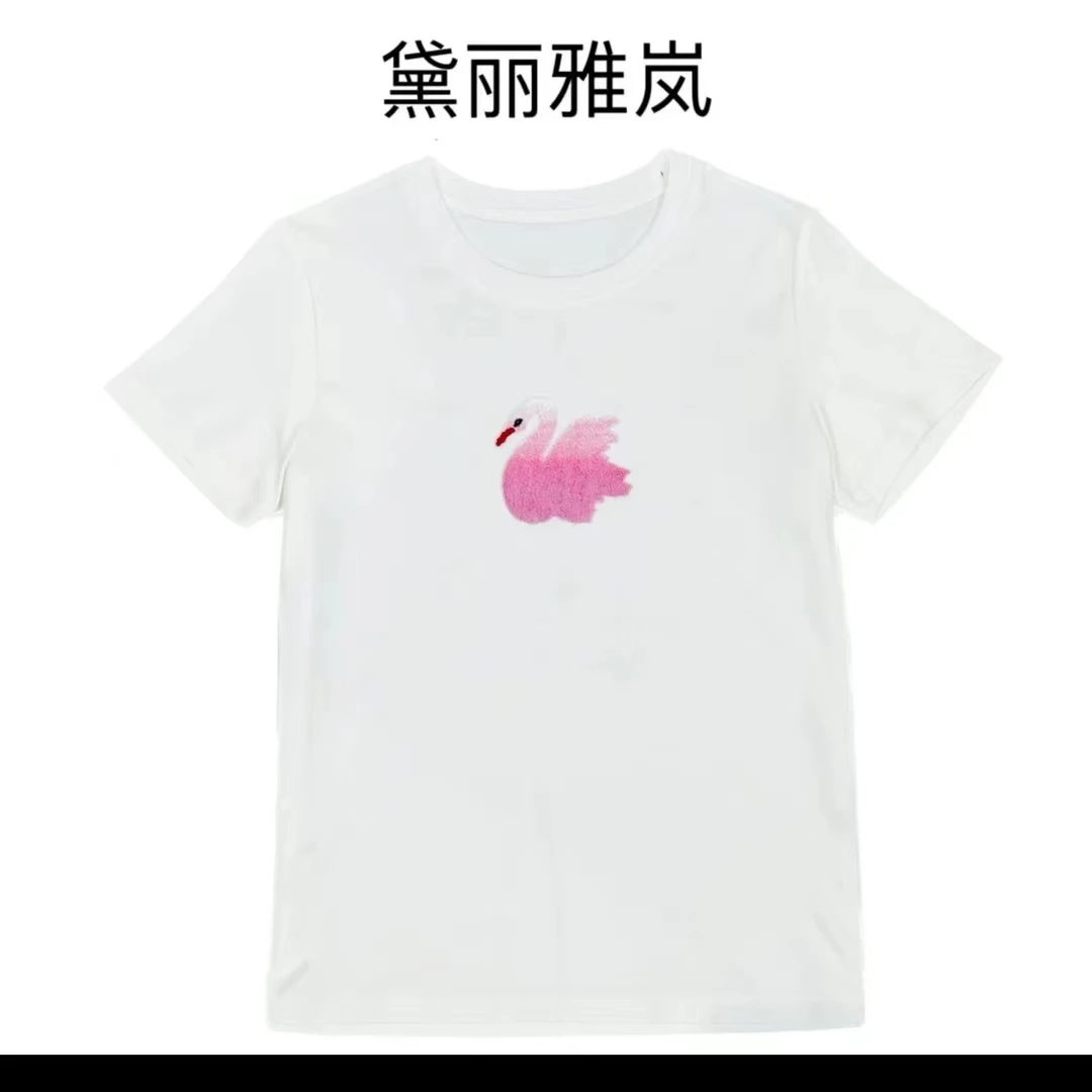 黛丽雅岚白色天鹅短袖