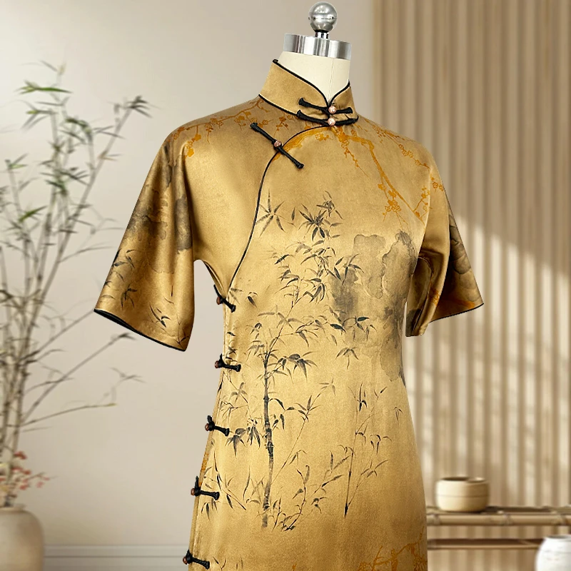 清雅图 玲珑娇旗袍2024长款旗袍国风古韵精致优雅显瘦日常夏季