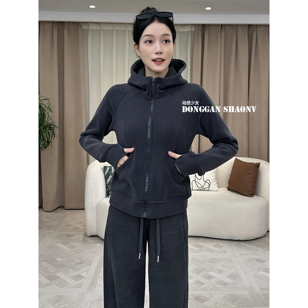 连帽拉链外套女2024秋冬季新款显瘦百搭加绒加厚休闲外穿长袖卫衣