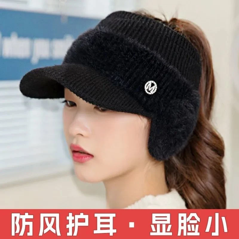 帽子新款2024女秋冬百搭韩版潮时尚女秋季无顶空顶帽针织毛线帽