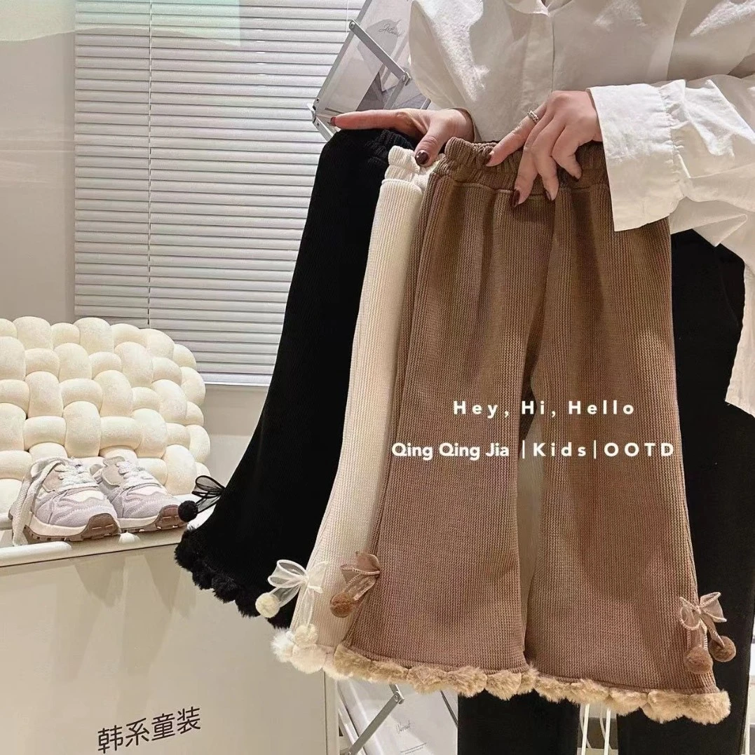 秋冬爆款2024新款女童加绒裤子儿童韩版女宝中大童灯芯绒百搭长裤