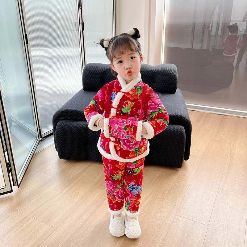 2023新款中国风儿童宝宝东北大花棉袄棉服女童装冬小孩棉袄花袄男