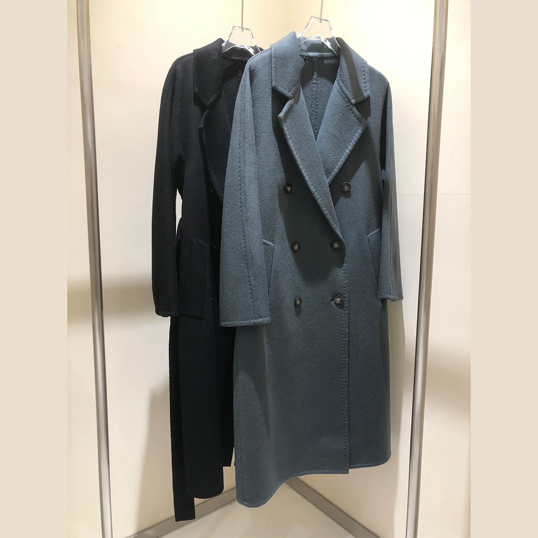 【大妍妍女装】经典宽缝西装领大衣长款801