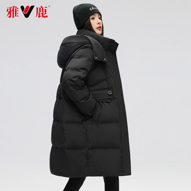 雅鹿正品中长款情侣女装休闲时尚百搭外套防风保暖通勤冬日通勤