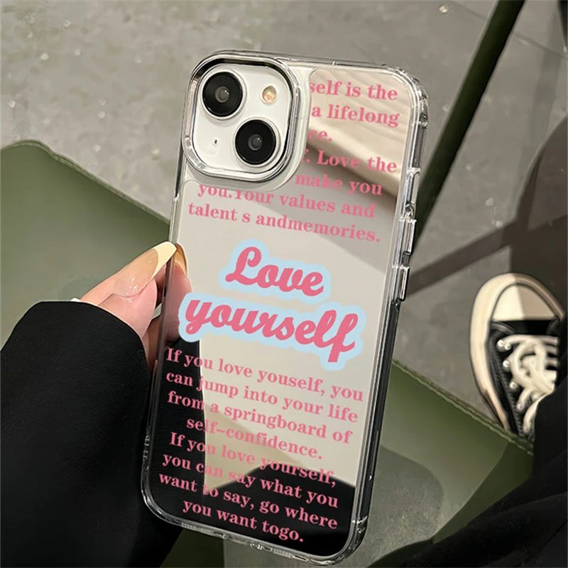 ins镜面粉色字母适用苹果14promax手机壳15新款iphone13女小众12