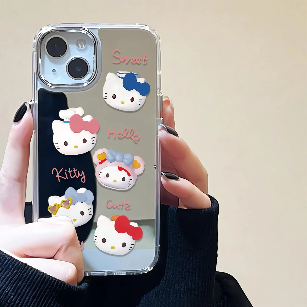 合集镜面可爱KT猫咪适用苹果14promax手机壳iPhone13/12/11透明套