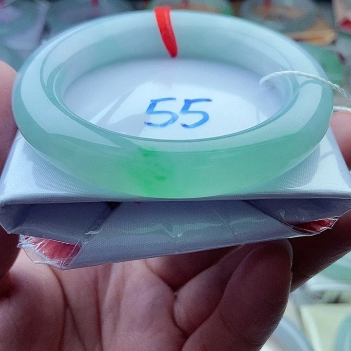 0378编55冰阳绿高贵冰清玉洁胖圆天然缅甸翡翠A货传承55，12.2，12。