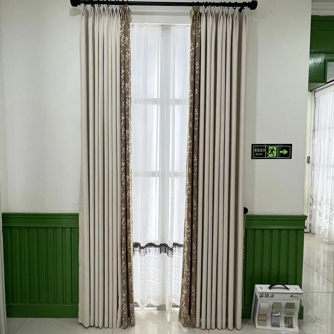 高档提花雪尼尔有钱花高温定型遮光拼接窗帘