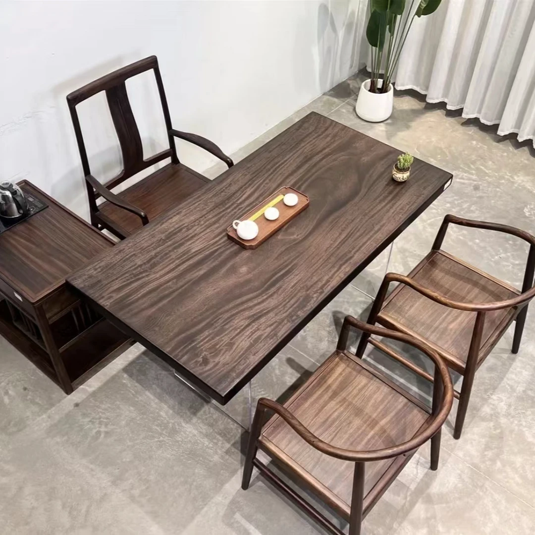 【木言匠造全款链接】南美胡桃木实木黑胡桃色茶桌书桌餐桌办公桌