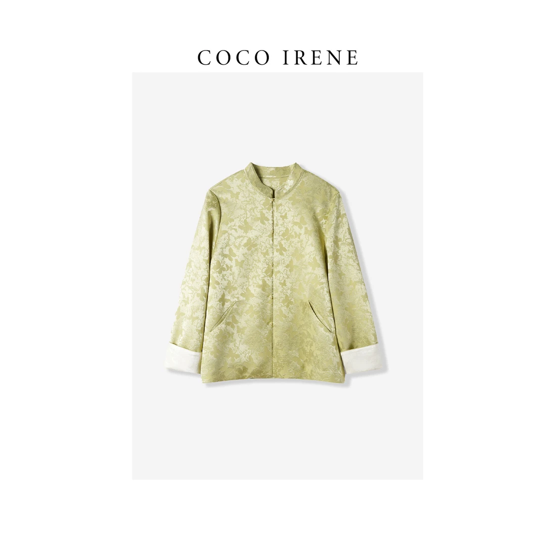 特价款21038年春季新款新中式立领印花短款外套Q