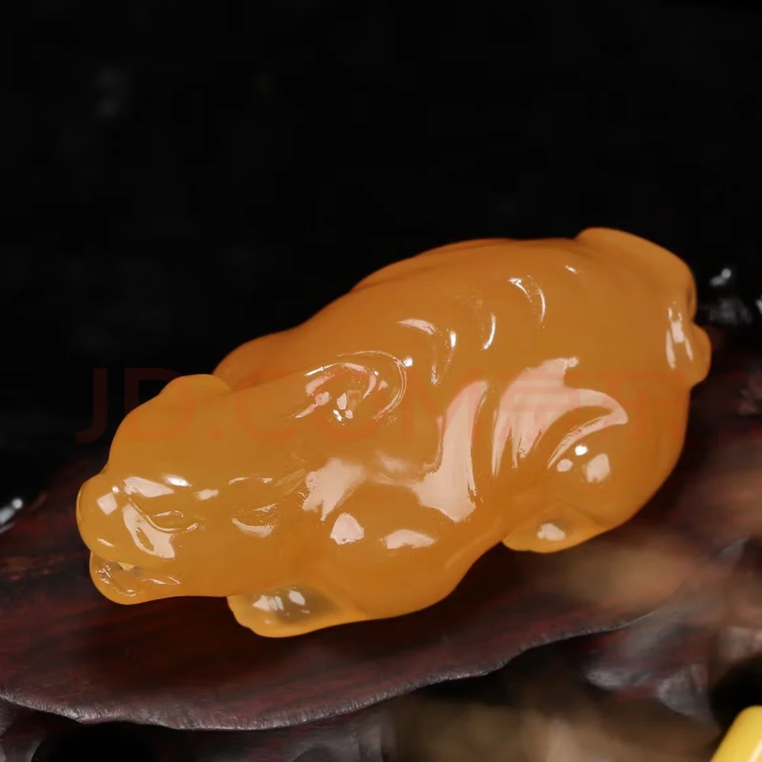 寿山石山水田黄摆件瑞兽貔貅手把件石雕手工艺品入门玄关家居摆件