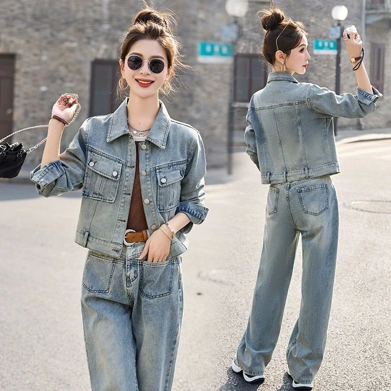 高贵上档次牛仔套装女春秋新款韩版时尚气质显瘦小个子女款两件套