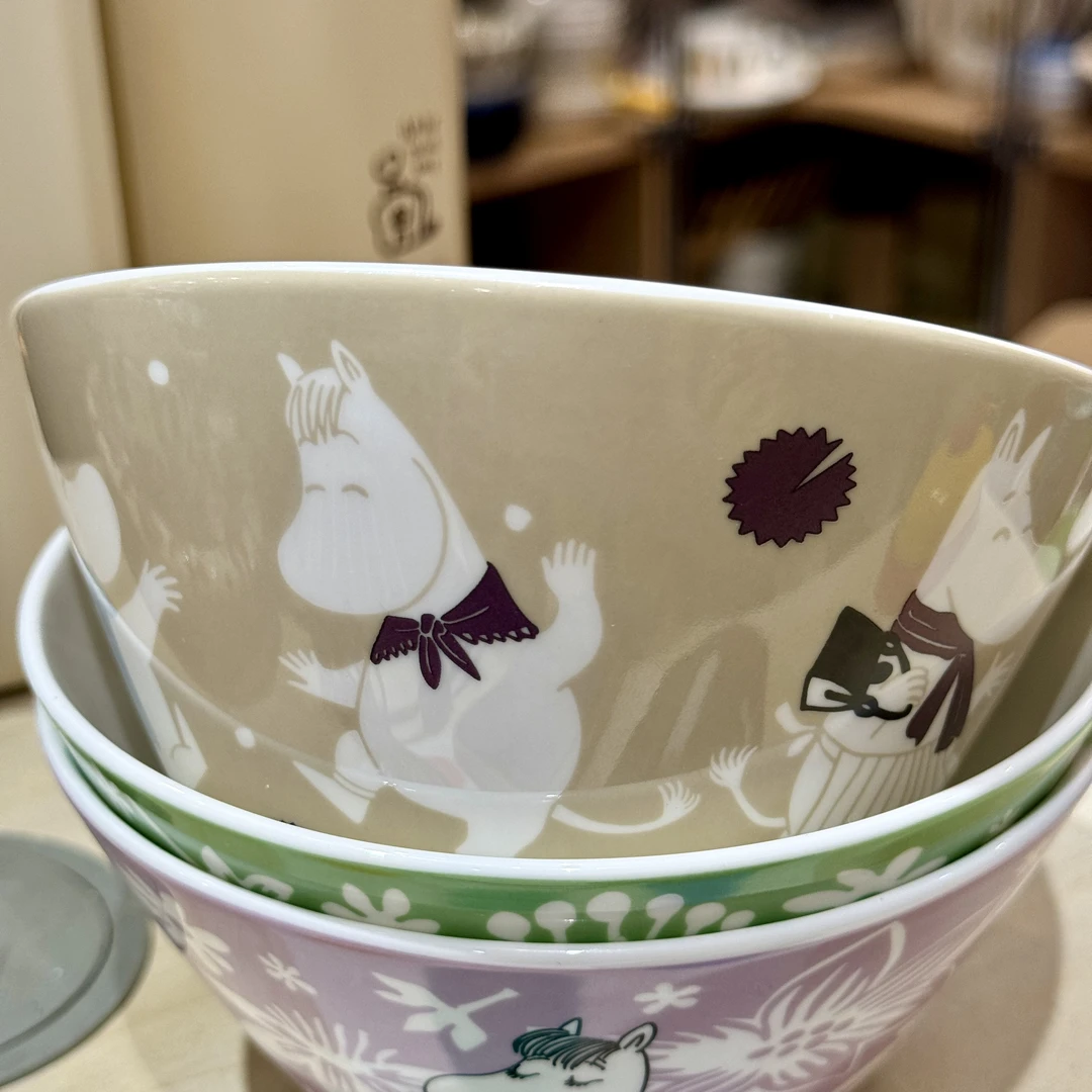 蓝莲花姆明骨瓷碗可爱高颜值家用餐具米饭碗