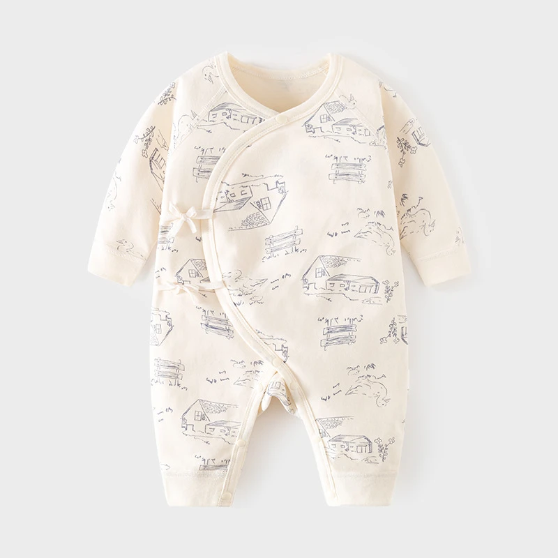 婴儿连体衣秋冬款纯棉宝宝长袖无骨哈衣爬服家居服睡衣新生儿衣服