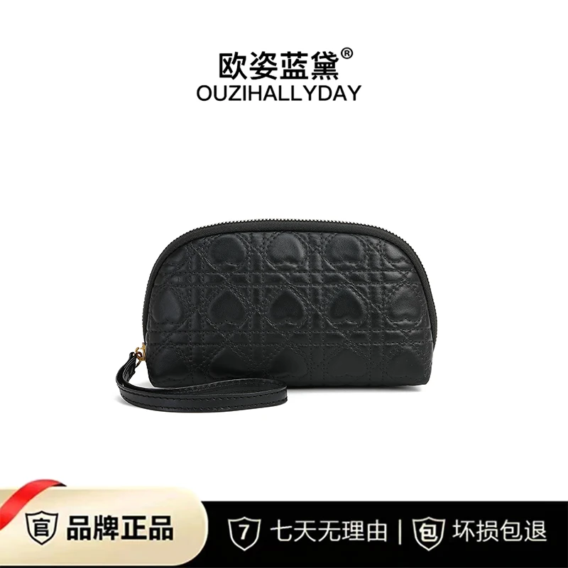 OUZIHALLYDAY/欧姿蓝黛黑色潮流长款手拎包印花百搭时尚手抓包