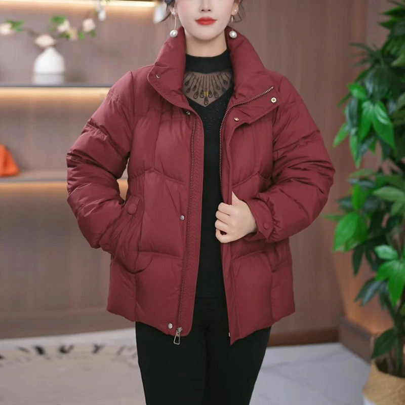 【欣雅琪定制】洋气立领羽绒服女冬2024年时尚加厚宽松休闲免洗外套