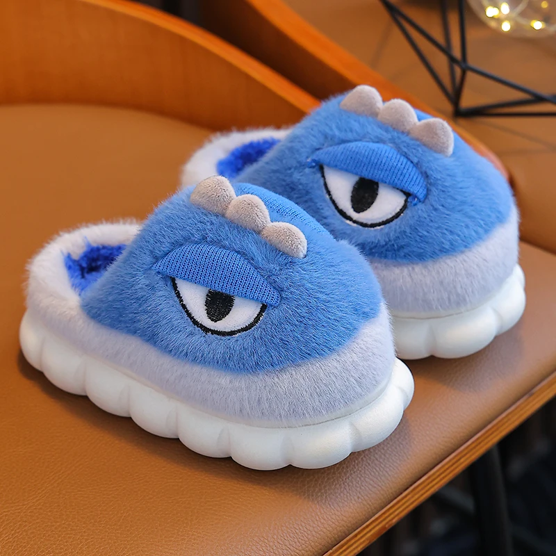 儿童棉拖鞋秋冬恐龙男童拖鞋女宝宝毛绒棉拖小孩冬款室内家居拖鞋