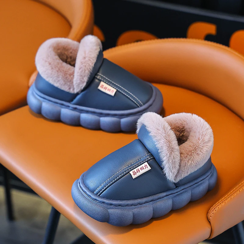 新款秋冬季棉拖鞋男女童踩屎感厚底防滑室内家居冬天加绒保暖棉拖