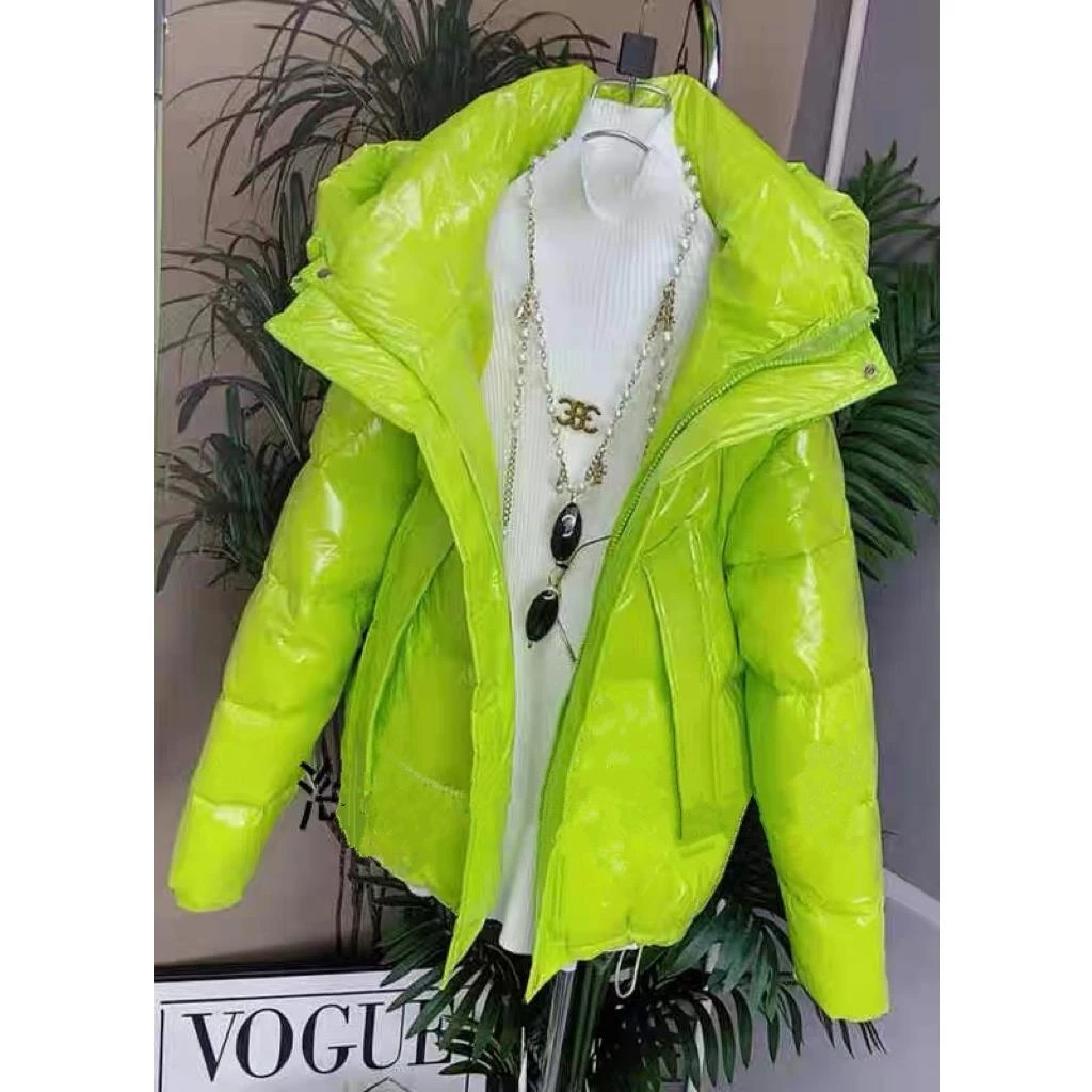 网红2024冬新款免洗亮面防水棉服糖果色小清新韩版加厚棉衣女