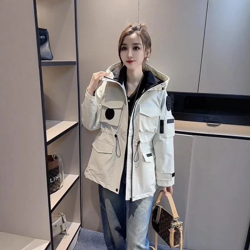 欧货二棉工装风衣2024新款外套贴标宽松收腰显瘦中长款夹棉冲锋衣