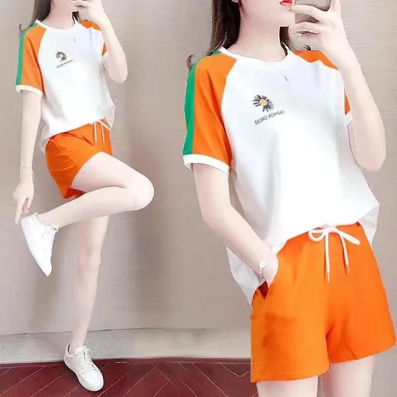 【新人福利】运动套装女夏季2024新款时尚宽松韩版短袖短裤减龄