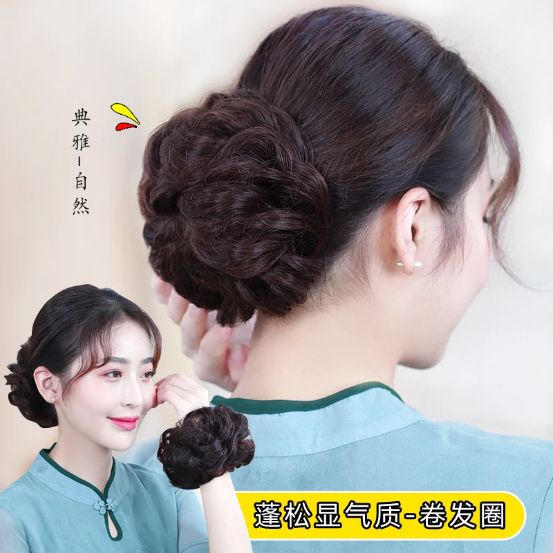 时尚清新发苞假发圈丸子头假发包卷发圈发包毛毛虫假发条缠绕式