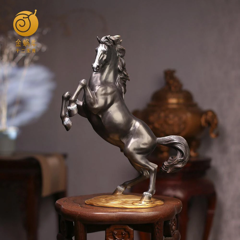 十二生肖 35#黑马彩铜铜器居家玄关办公室书房摆件礼品铜工艺品