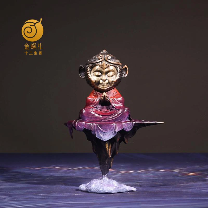 十二生肖 22#禅意悟空倒流香大圣归来居家玄关办公室书房铜工艺品