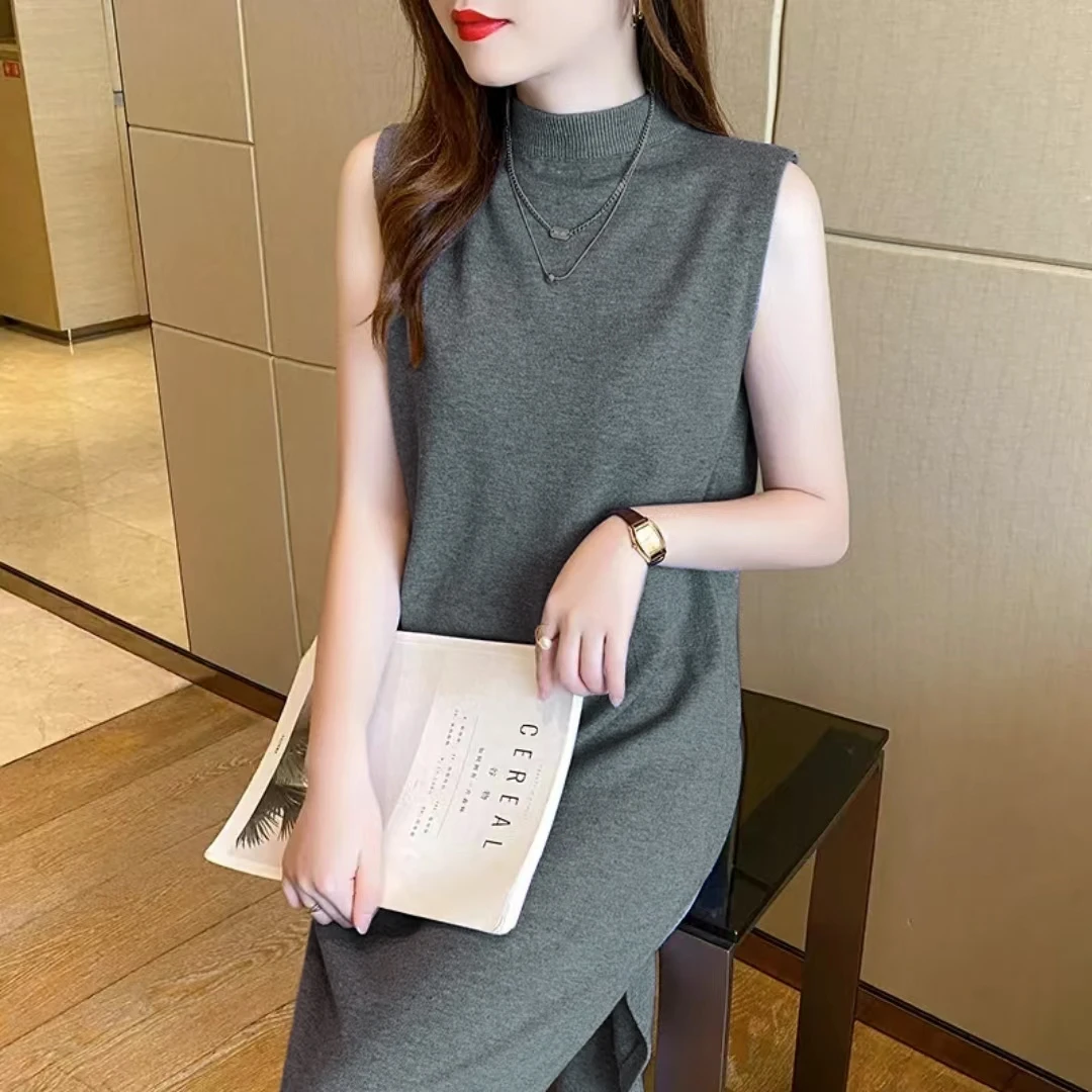 【小云总专属】 JD71005 羊毛裙半高领无袖针织裙长款修身裙