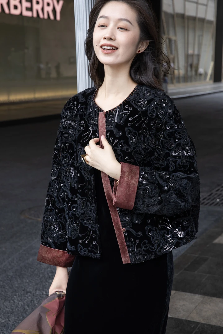 【丝芙玉禄】【F392】重磅水融花拼接外套上衣